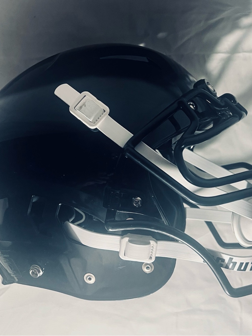 Schutt Black Football Helmet with White Straps, Vengeance A11